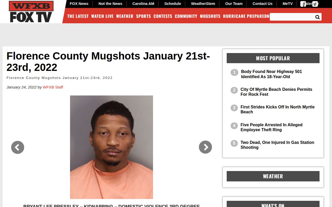 Florence County historical mugshot news archive from WFXB