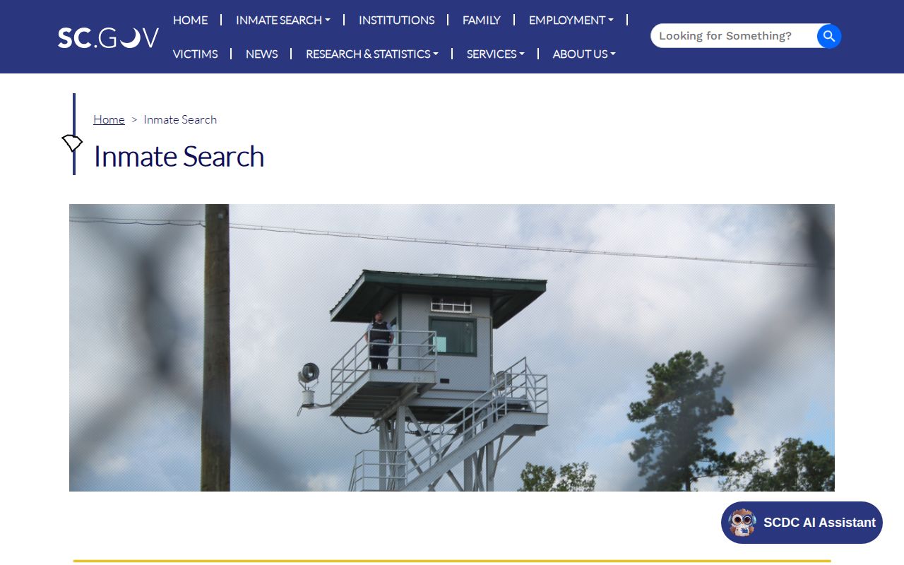South Carolina Department of Corrections offender photo search for Florence County record context